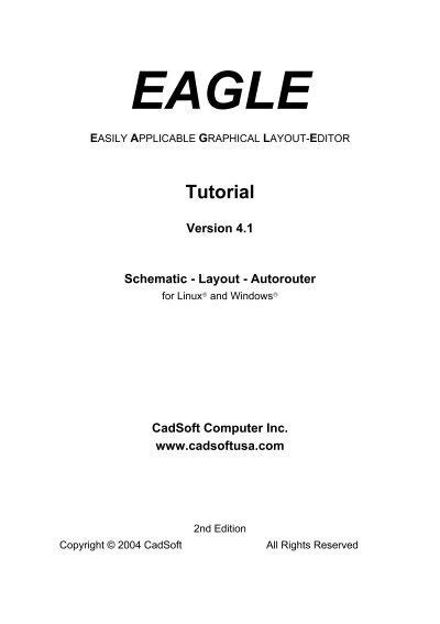 Tutorial Eagle 4 1 2nd Edition Cadsoft