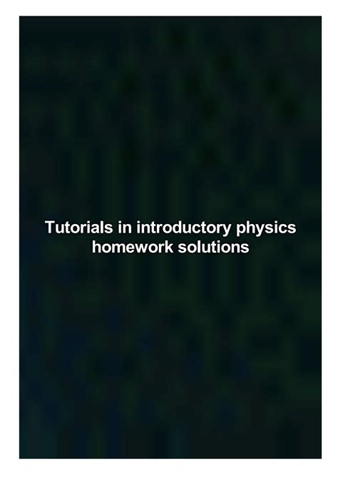 Download Tutorial In Introductory Physics Homework Solution 