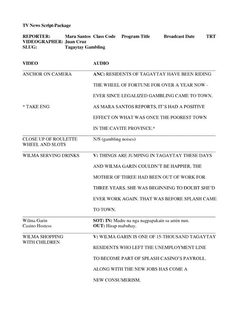 tv News Script Format Example images