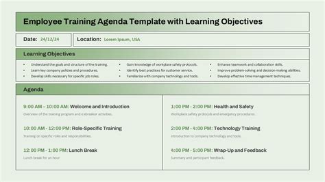 two day training agenda template