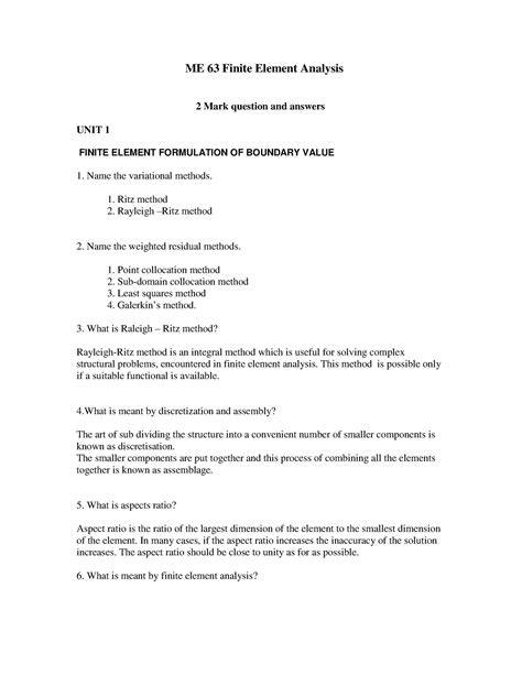 two mark question finite element analysis