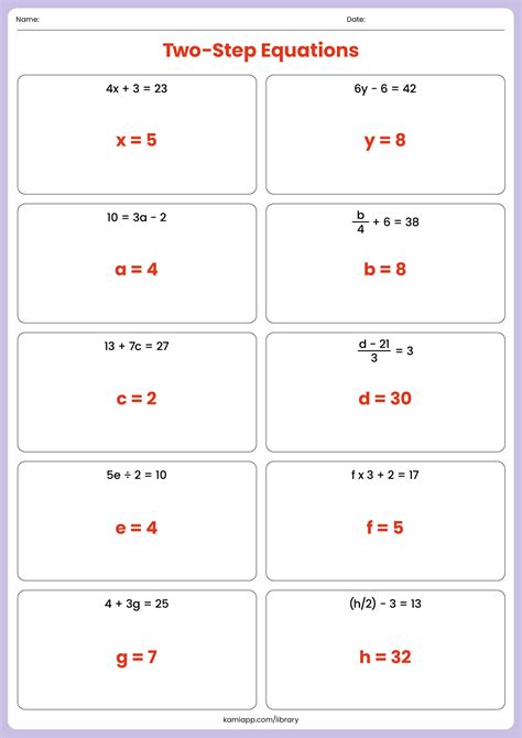 two step equations answer key