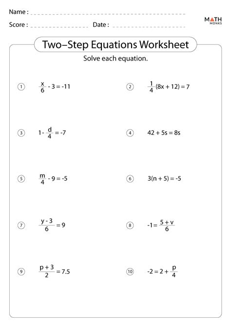 Two Step Equations Worksheets Grade 7 Free Printable Solving Equations 7th Grade Worksheets - Solving Equations 7th Grade Worksheets