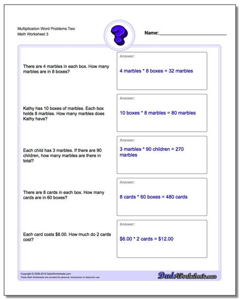 Two Step Multiplication Word Problems 4th Grade