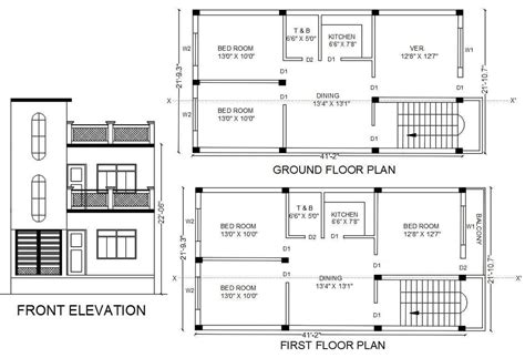two storey building plan in cad