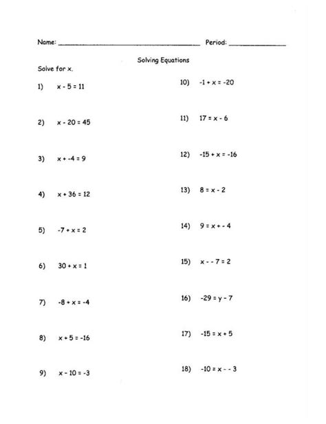 Two Variable Equations Worksheet   Solving Two Variable Equations Worksheets For 6th Graders - Two Variable Equations Worksheet