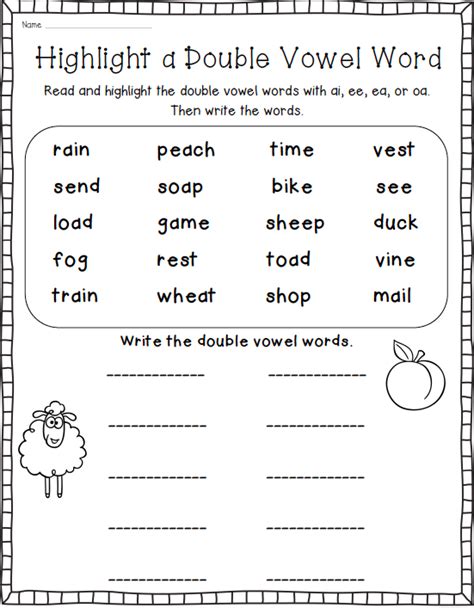  Two Vowel Rule Worksheet Kindergarten - Two Vowel Rule Worksheet Kindergarten