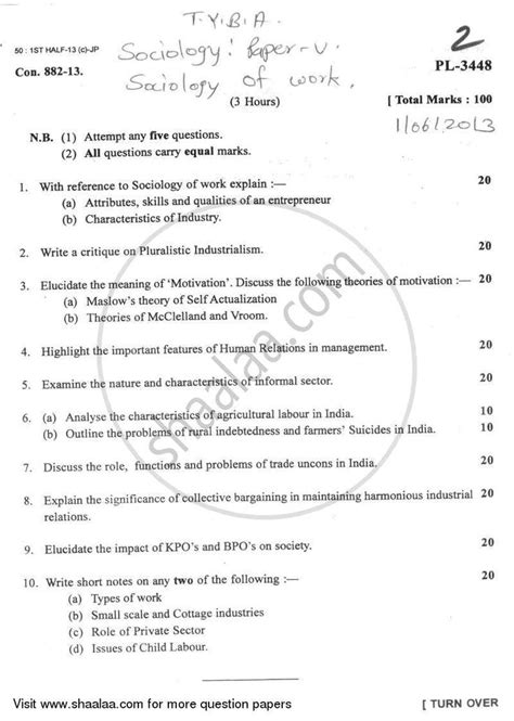 tyba exam paper 2012