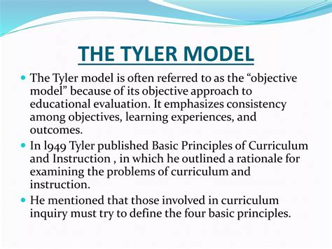 Tyler Model Of Curriculum Development