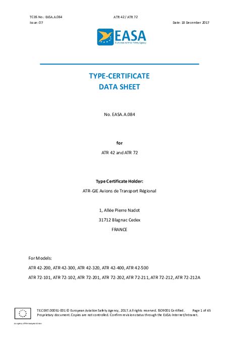 typecertificate data sheet