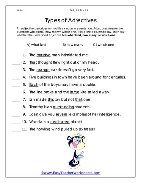 Types Of Adjectives Worksheets And Exercises With Answers Kinds Of Adjectives Exercises With Answers - Kinds Of Adjectives Exercises With Answers