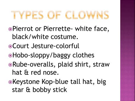 Types Of Clowns