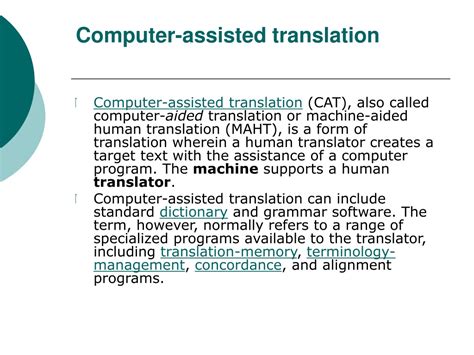 Types Of Computer Assisted Translation