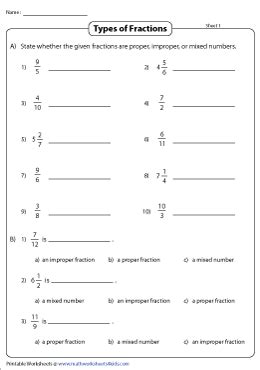  Types Of Fractions Worksheet - Types Of Fractions Worksheet