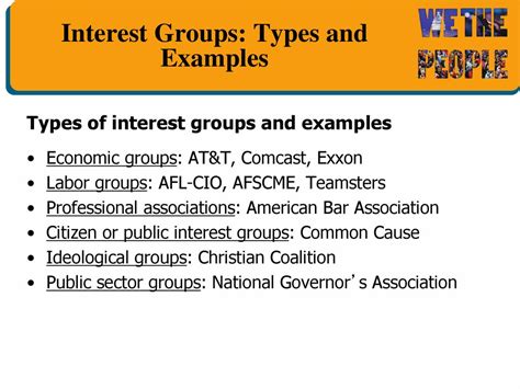 types of interest groups icivics answer
