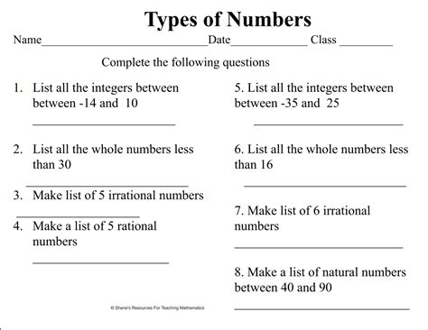 Types Of Numbers Interactive Activity Live Worksheets Types Of Numbers Worksheet - Types Of Numbers Worksheet