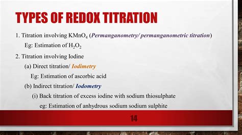 Types Of Redox Titration
