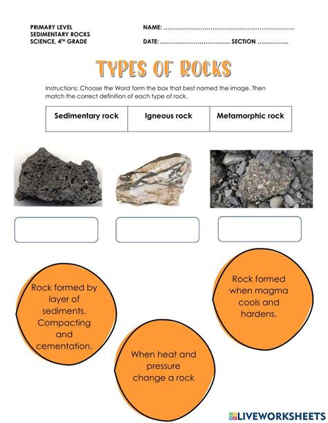 Types Of Rocks Worksheet