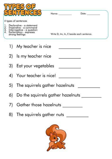 Types Of Sentences Worksheets Types Of Sentence Worksheet - Types Of Sentence Worksheet