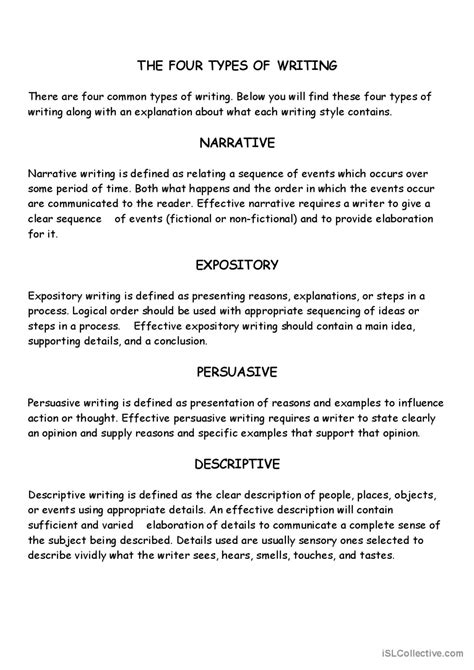Types Of Writing Worksheets Pdf Download Study Unit Types Of Writing Worksheet - Types Of Writing Worksheet