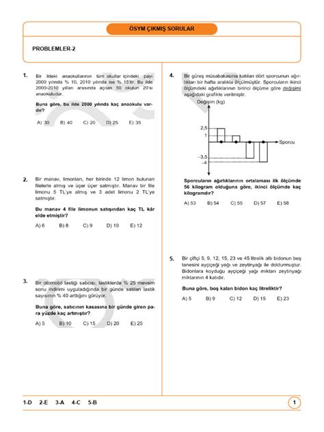Tyt Problemler çıkmış Sorular Pdf