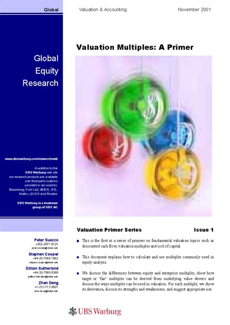 Ubs Valuation Multiples Primer Wall Street Prep