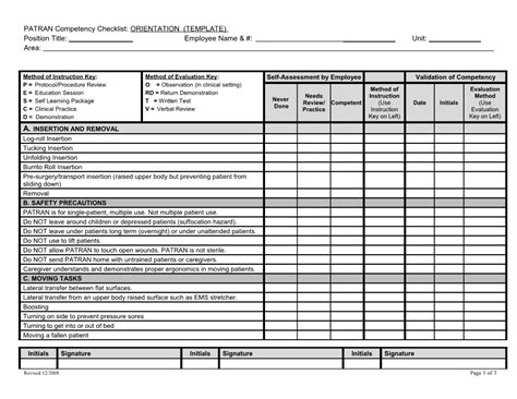 Uchc Competency Checklist Orientation Position Title