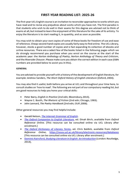 Ucl Reading List