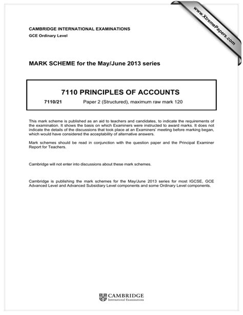 Download Ucles 2013 Account Mark Scheme On Xtremepapers 