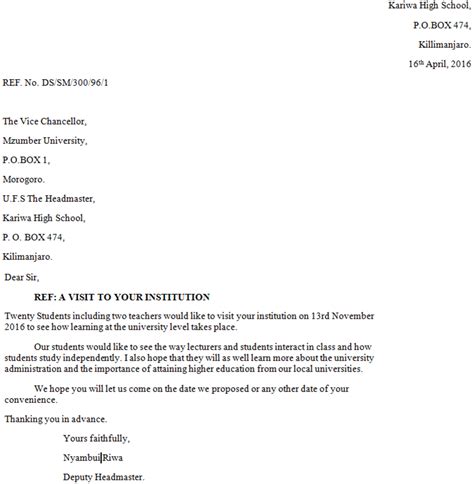 ufs letter sample
