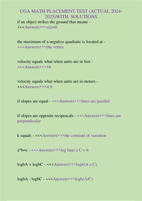 Uga Math Placement Test