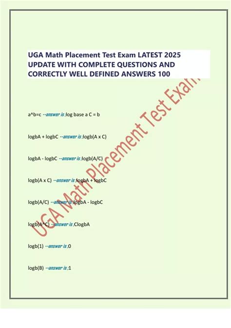 Uga Math Practice Placement Test