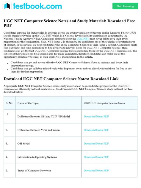 Ugc Net Computer Science Study Material