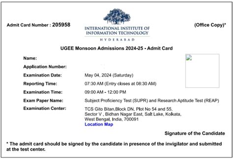 Ugee Admit Card