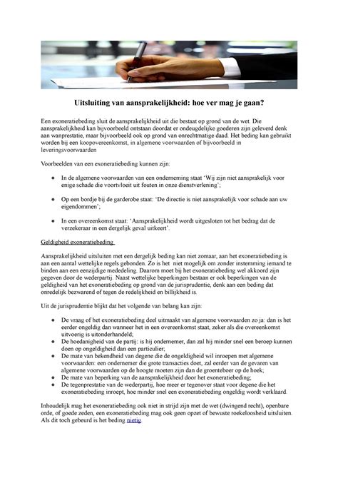 uitsluiting aansprakelijkheid