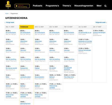 uitzendschema