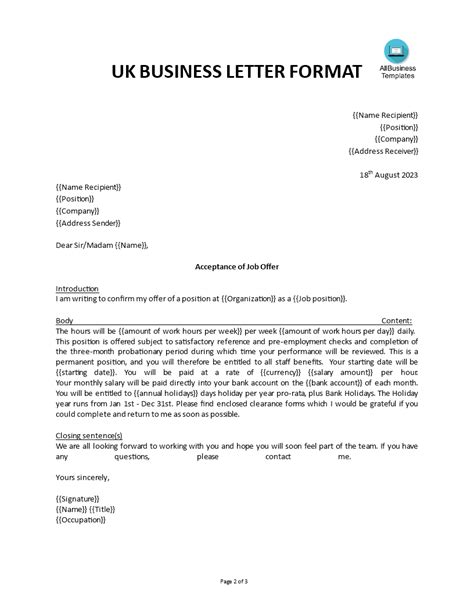 Uk Letter Format