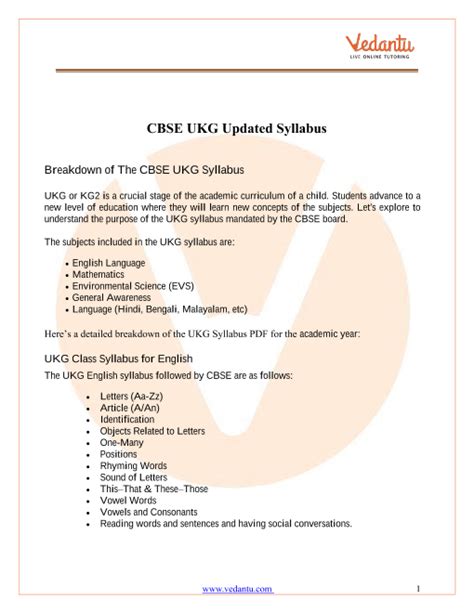 Ukg Text Syllabus