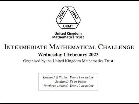 Read Online Ukmt Challenge Intermediate Paper 