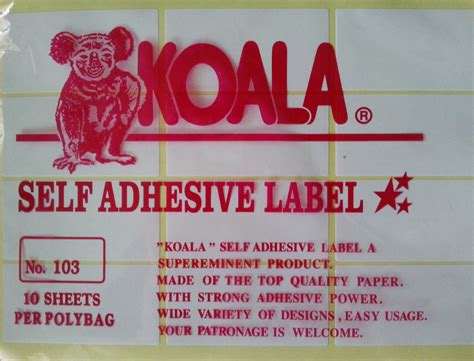 ukuran label 103 koala