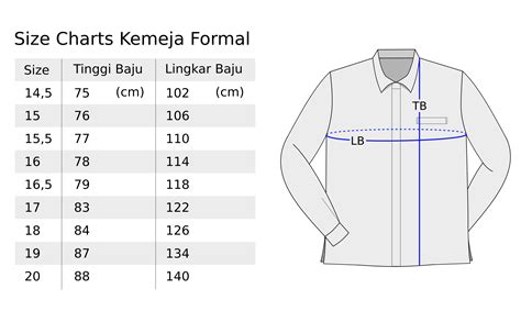 Ukuran Standar Kemeja Pria Dewasa Lengan Panjang Berbagai Size Chart Baju - Size Chart Baju