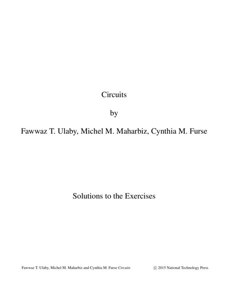 Ulaby Circuits Solution Manual