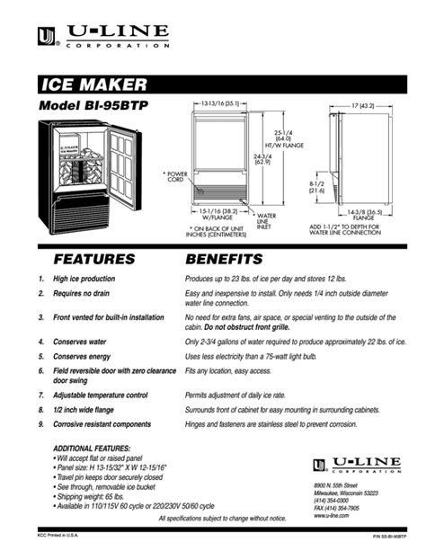 Uline Ice Maker Manual