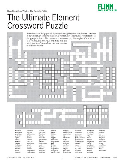 Ultimate Element Crossword Puzzle