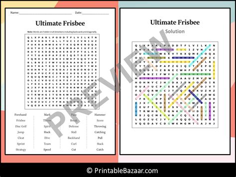 Ultimate Frisbee Word Search Puzzle Worksheet Activity Tpt Ultimate Frisbee Worksheet Answer Key - Ultimate Frisbee Worksheet Answer Key