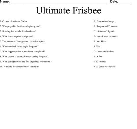 Ultimate Frisbee Worksheet Wordmint Ultimate Frisbee Worksheet Answer Key - Ultimate Frisbee Worksheet Answer Key