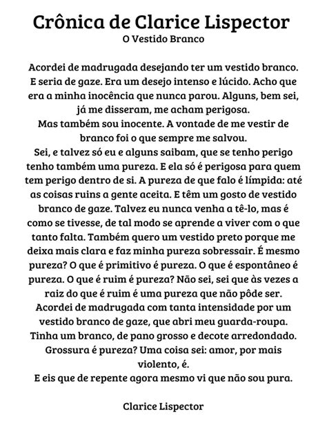 uma cronica de clarice lispector biography