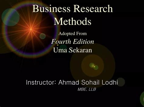 Read Online Uma Sekaran Research Methods For Business Ppt Chapter 1 