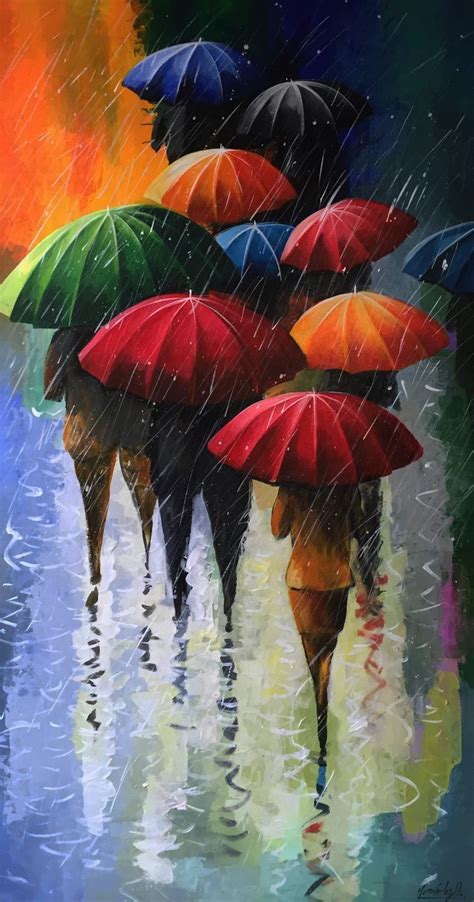Umbrellas In Rain Paint By Numbers Painting By Umbrella Color By Number - Umbrella Color By Number