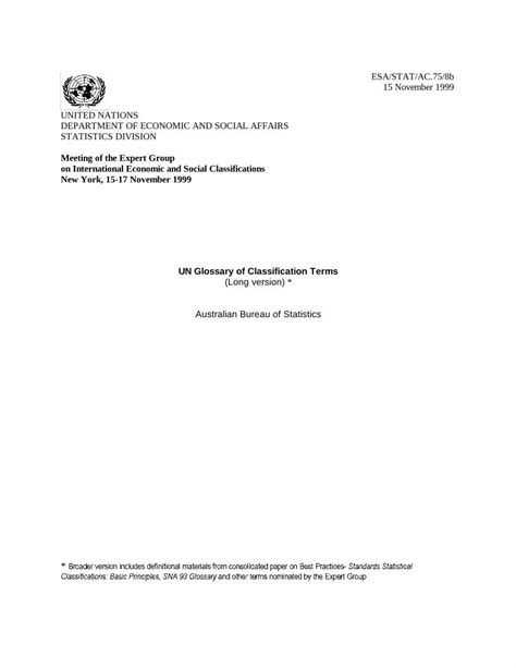 Full Download Un Glossary Of Classification Terms United Nations 